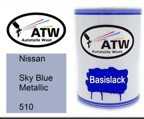 Nissan, Sky Blue Metallic, 510: 500ml Lackdose, von ATW Autoteile West.